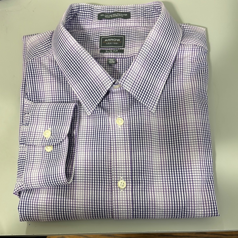 Arrow Men's Purple Checkered Shirt Slim Fit